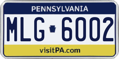 PA license plate MLG6002