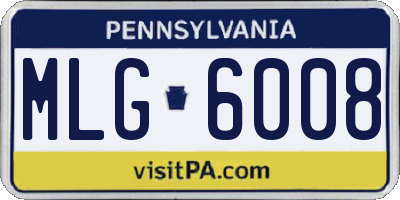 PA license plate MLG6008