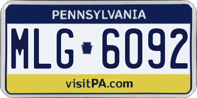 PA license plate MLG6092