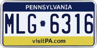 PA license plate MLG6316