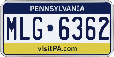 PA license plate MLG6362