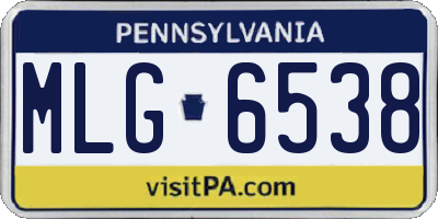 PA license plate MLG6538