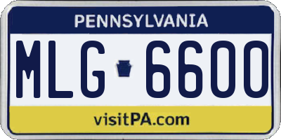 PA license plate MLG6600