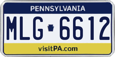 PA license plate MLG6612