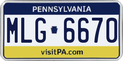 PA license plate MLG6670