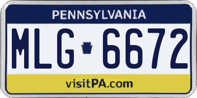 PA license plate MLG6672