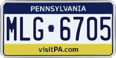 PA license plate MLG6705