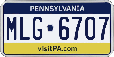 PA license plate MLG6707