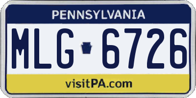 PA license plate MLG6726