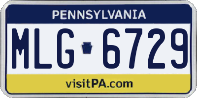 PA license plate MLG6729