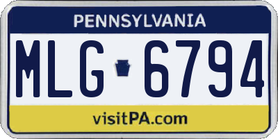 PA license plate MLG6794