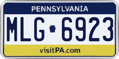 PA license plate MLG6923