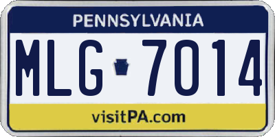 PA license plate MLG7014