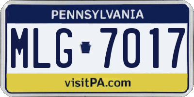 PA license plate MLG7017