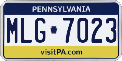 PA license plate MLG7023