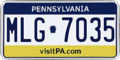 PA license plate MLG7035