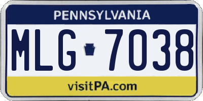PA license plate MLG7038