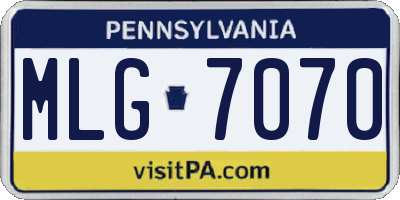 PA license plate MLG7070