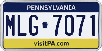 PA license plate MLG7071