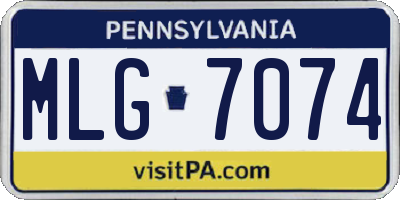 PA license plate MLG7074