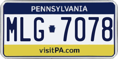 PA license plate MLG7078