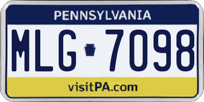 PA license plate MLG7098