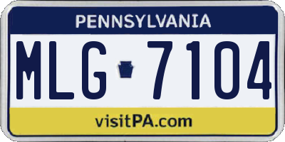 PA license plate MLG7104