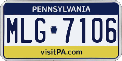 PA license plate MLG7106