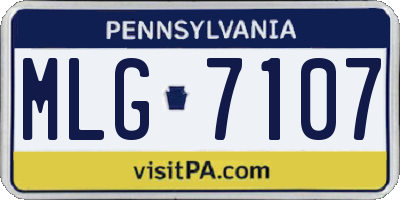 PA license plate MLG7107