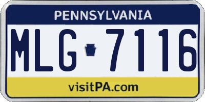 PA license plate MLG7116