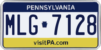 PA license plate MLG7128