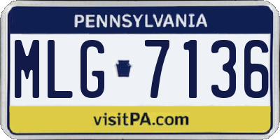 PA license plate MLG7136