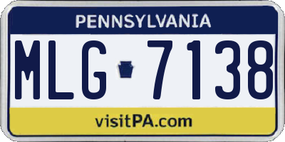 PA license plate MLG7138
