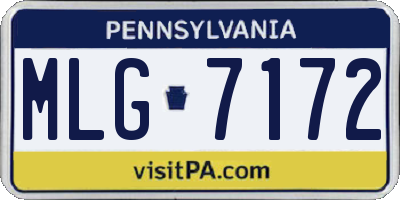 PA license plate MLG7172