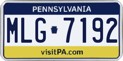 PA license plate MLG7192