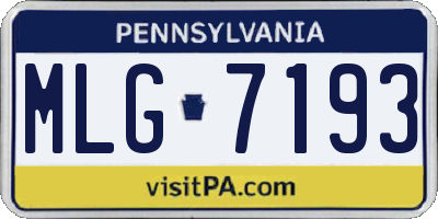 PA license plate MLG7193