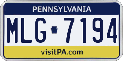 PA license plate MLG7194