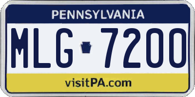 PA license plate MLG7200