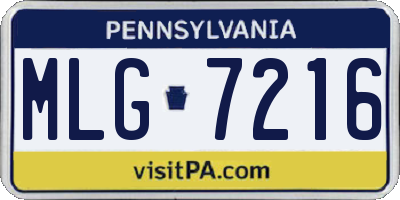 PA license plate MLG7216