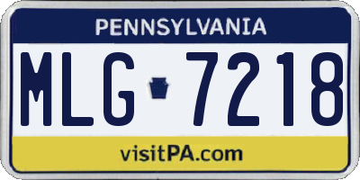 PA license plate MLG7218