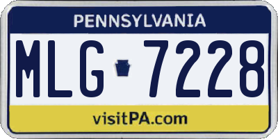 PA license plate MLG7228