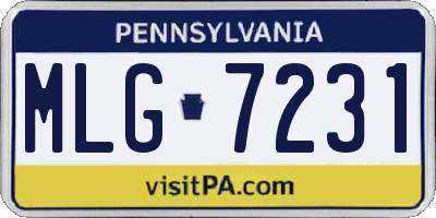 PA license plate MLG7231