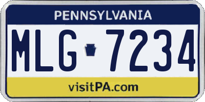 PA license plate MLG7234