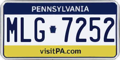 PA license plate MLG7252
