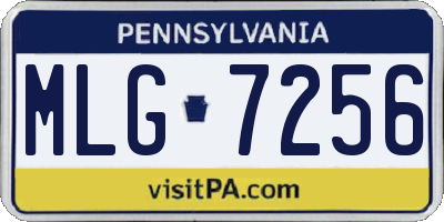 PA license plate MLG7256