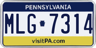 PA license plate MLG7314