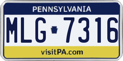 PA license plate MLG7316
