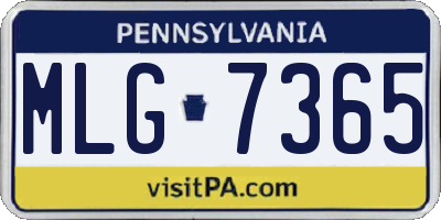 PA license plate MLG7365