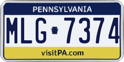 PA license plate MLG7374