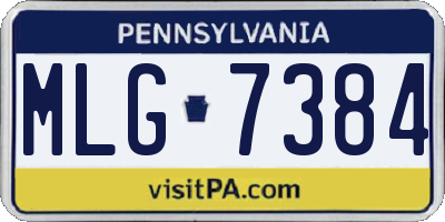 PA license plate MLG7384